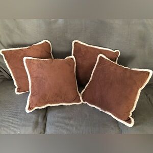 Woolrich Brown Accent Pillows with Cream Edging